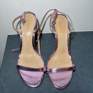 SCHUTZ Women's Metallic Pink Strappy Heels